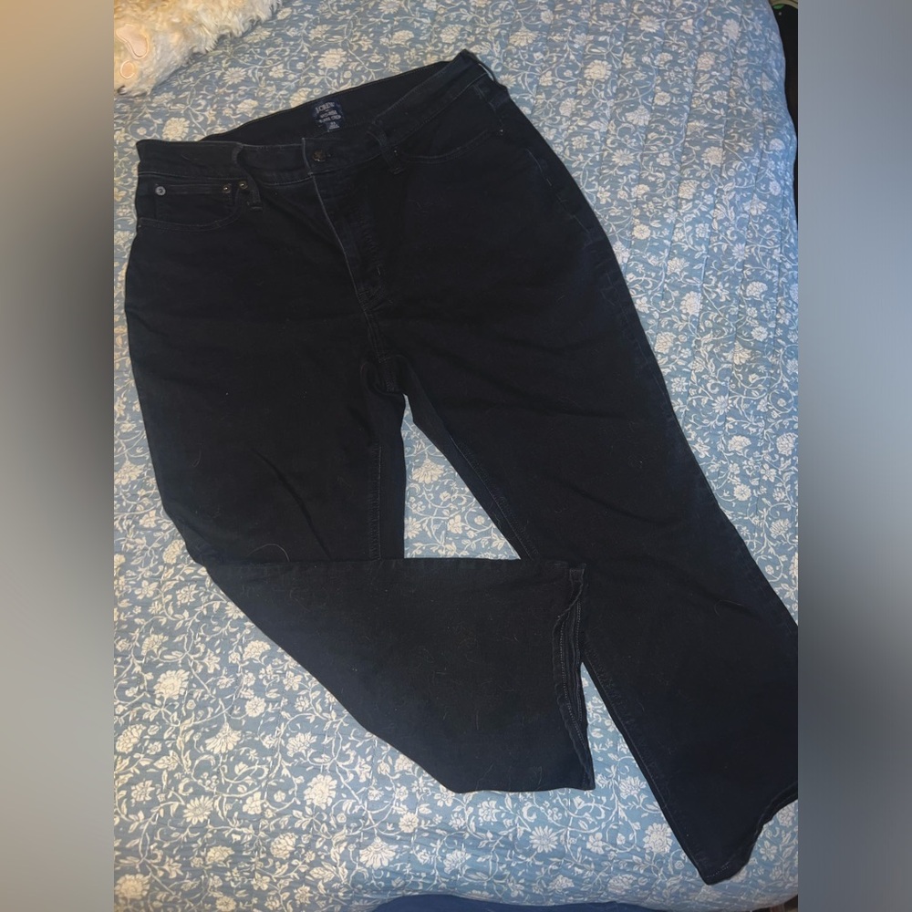 Black J. Crew Mid-Rise Flare Crop Jeans